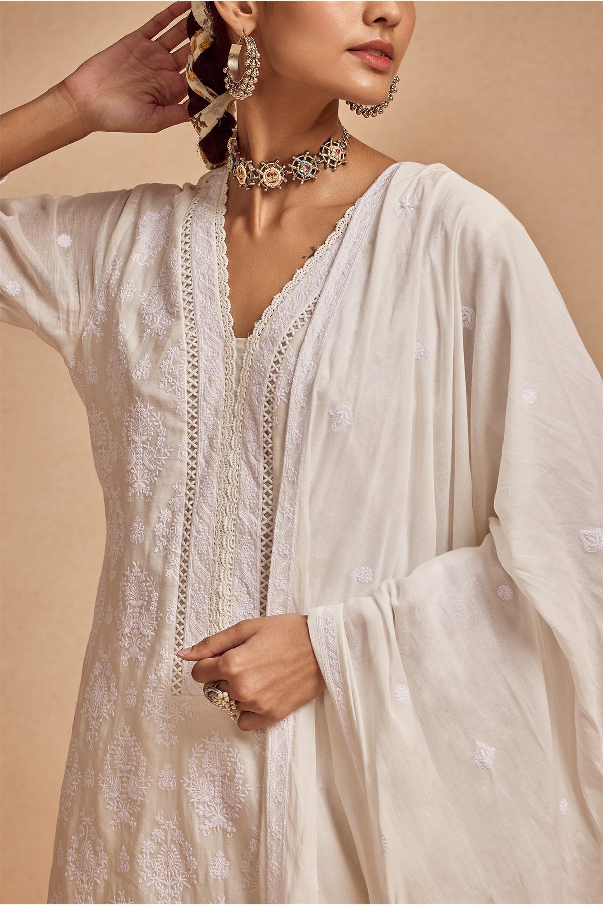 White Embroidered Kurta Set