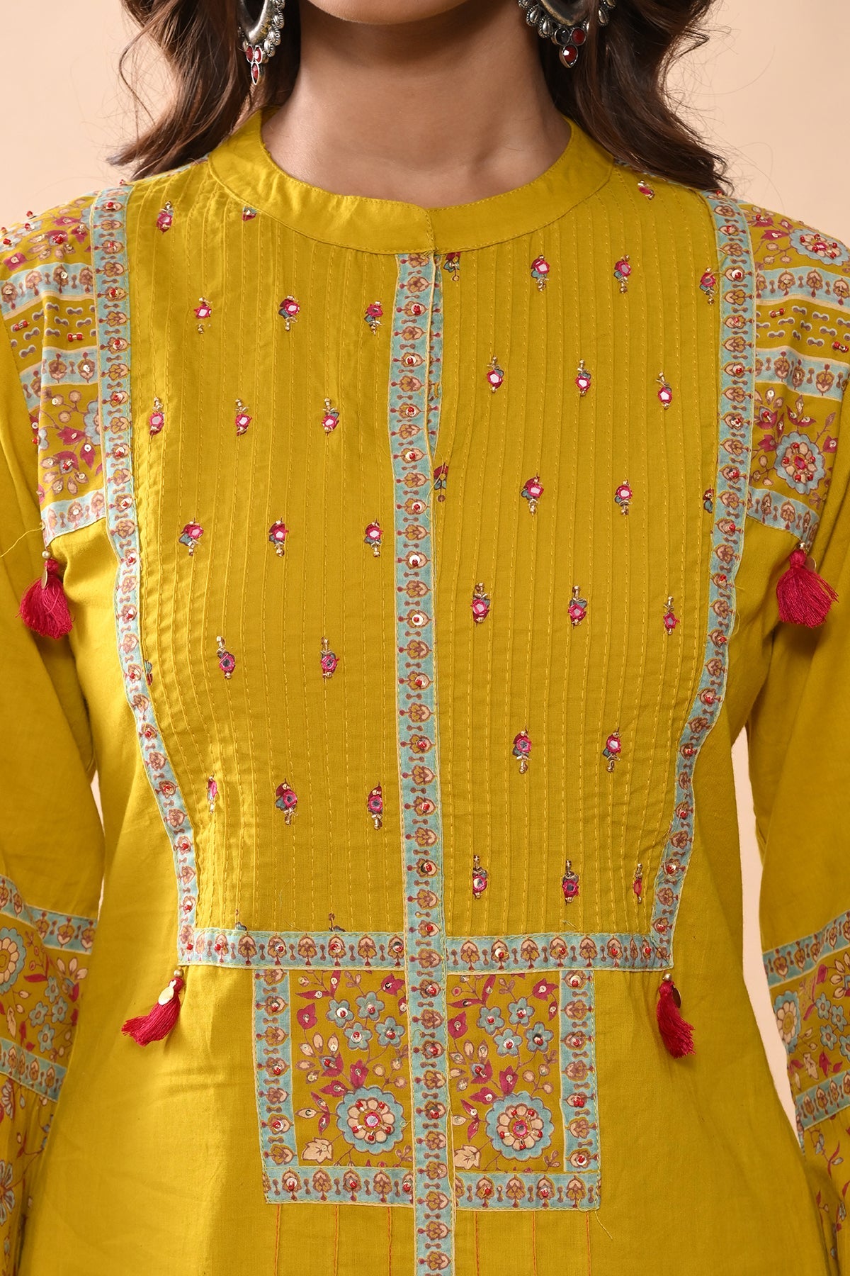Mustard Printed Kurta 3 Pcs Set
