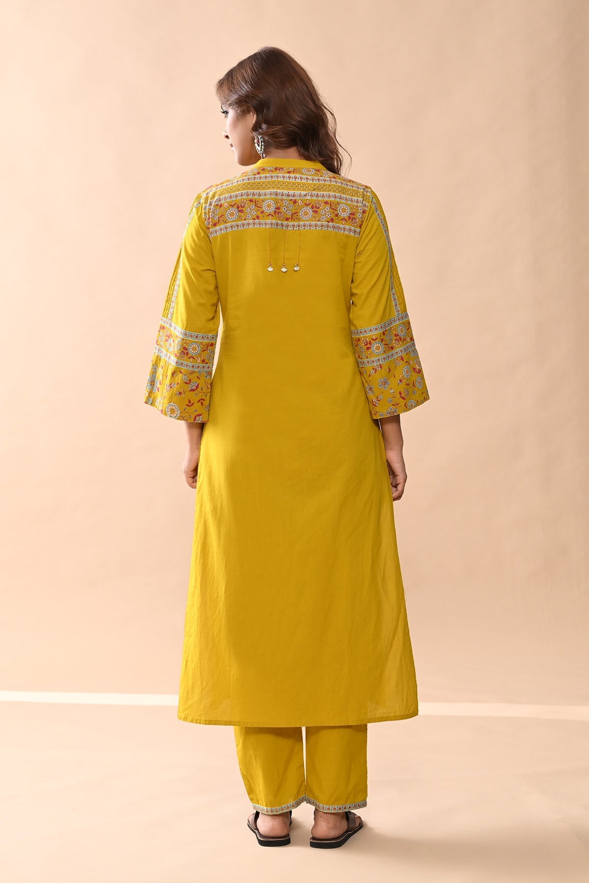 Mustard Printed Kurta 3 Pcs Set