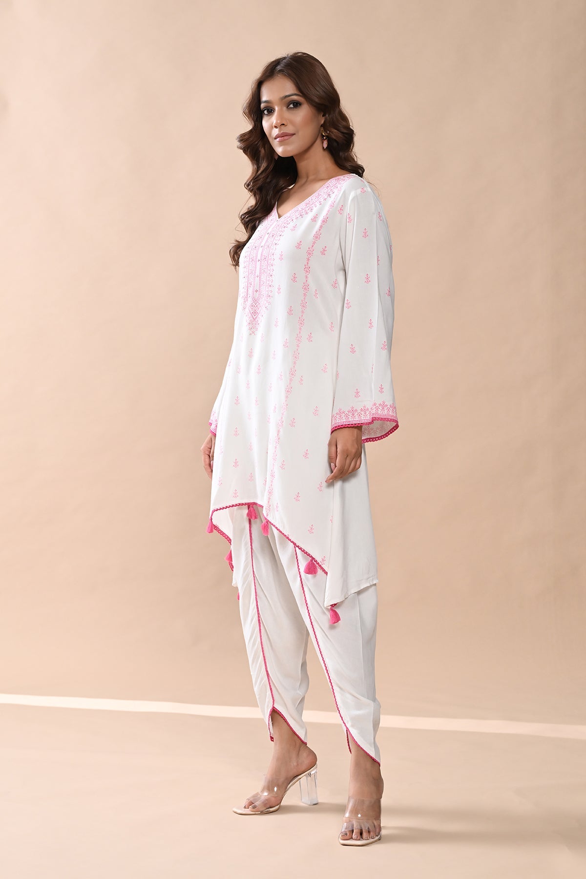 Cream A-line Kurta 2 Pcs Set