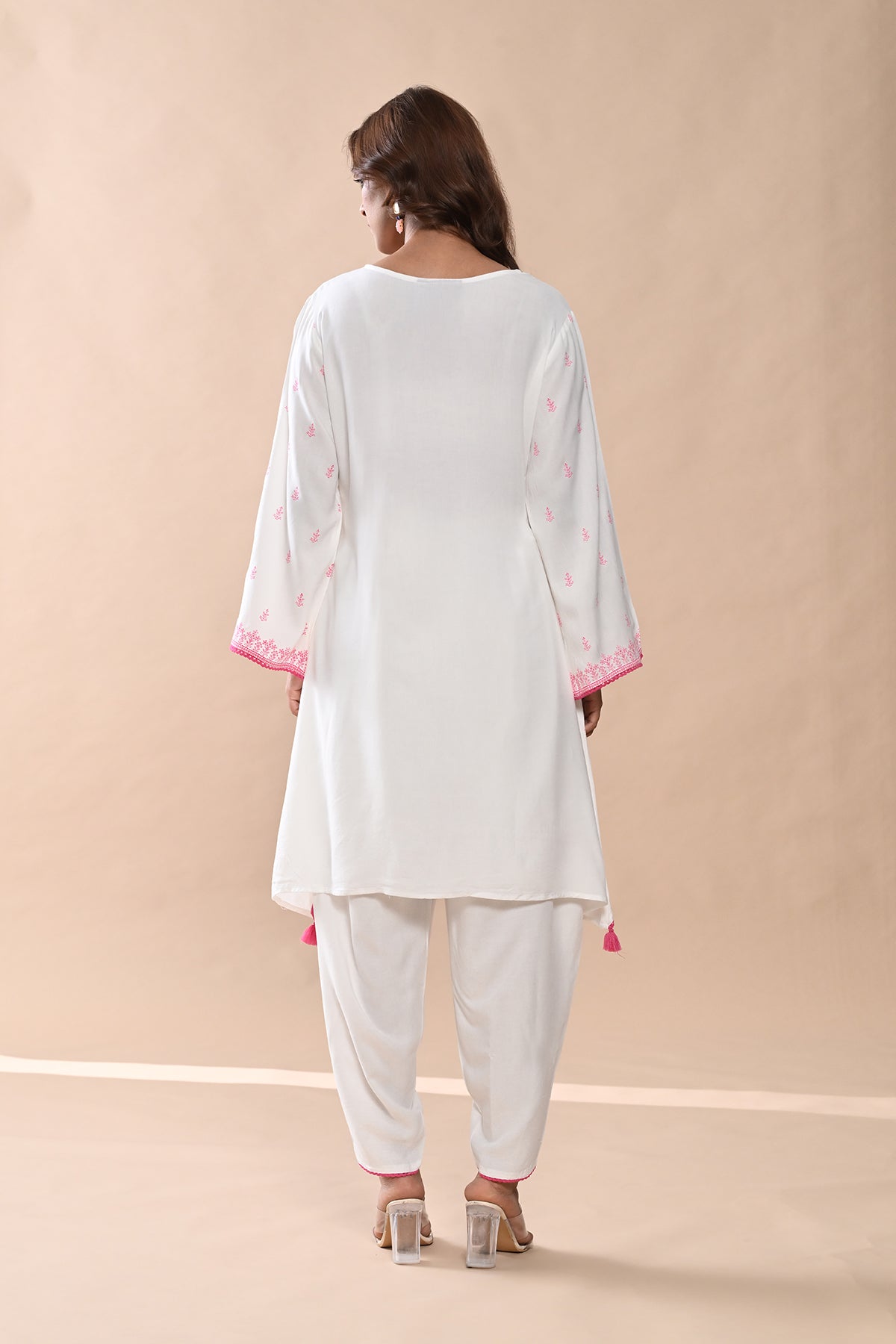 Cream A-line Kurta Set