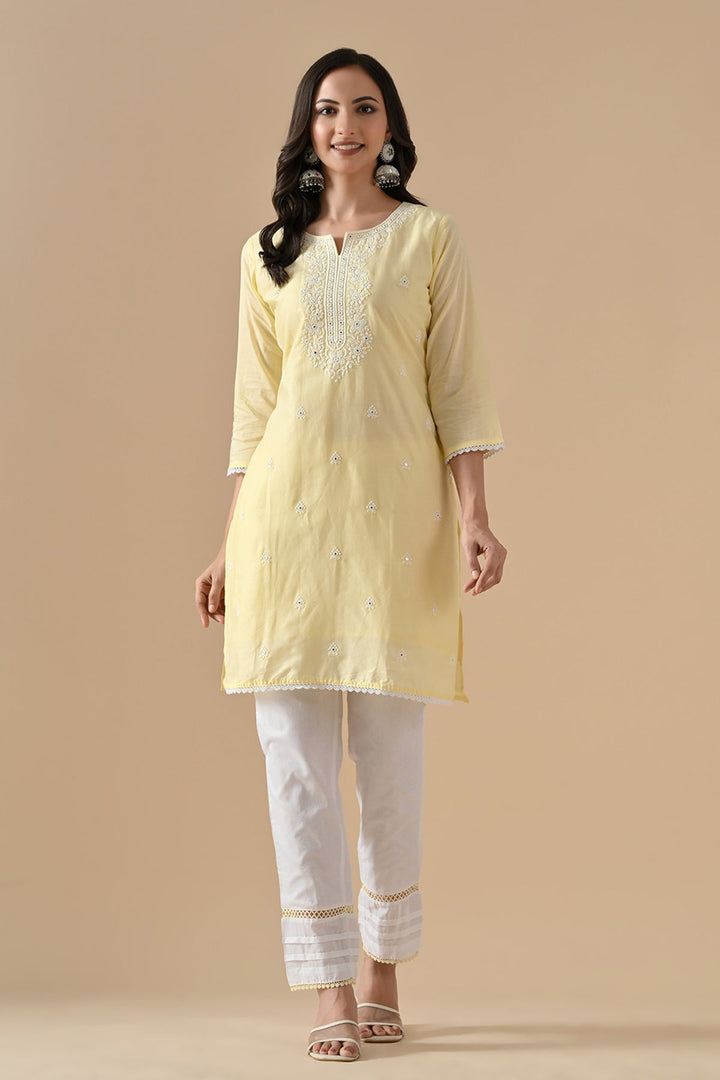 Yellow Embroidered Kurta Set