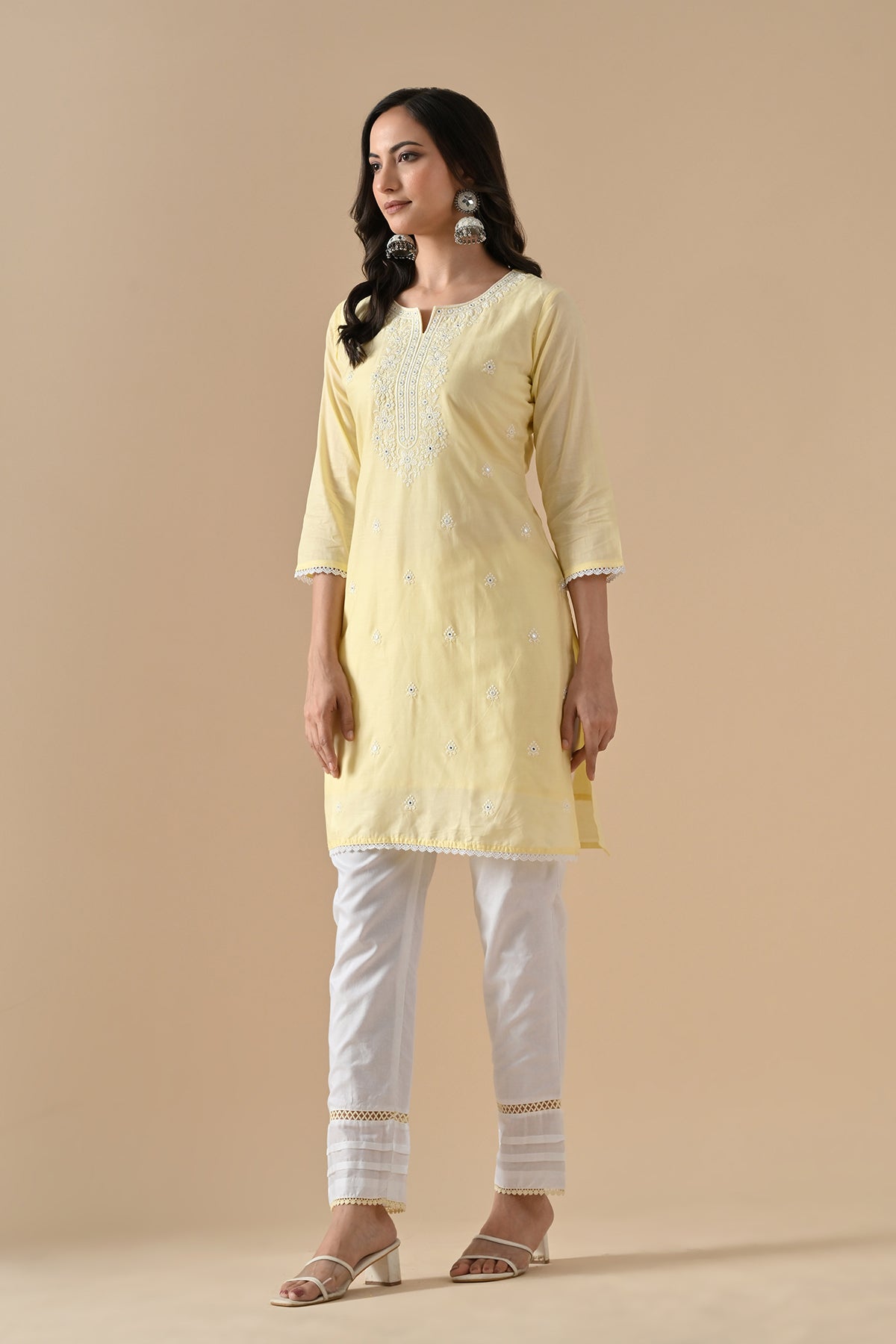 Yellow Embroidered Kurta 2 Pcs Set
