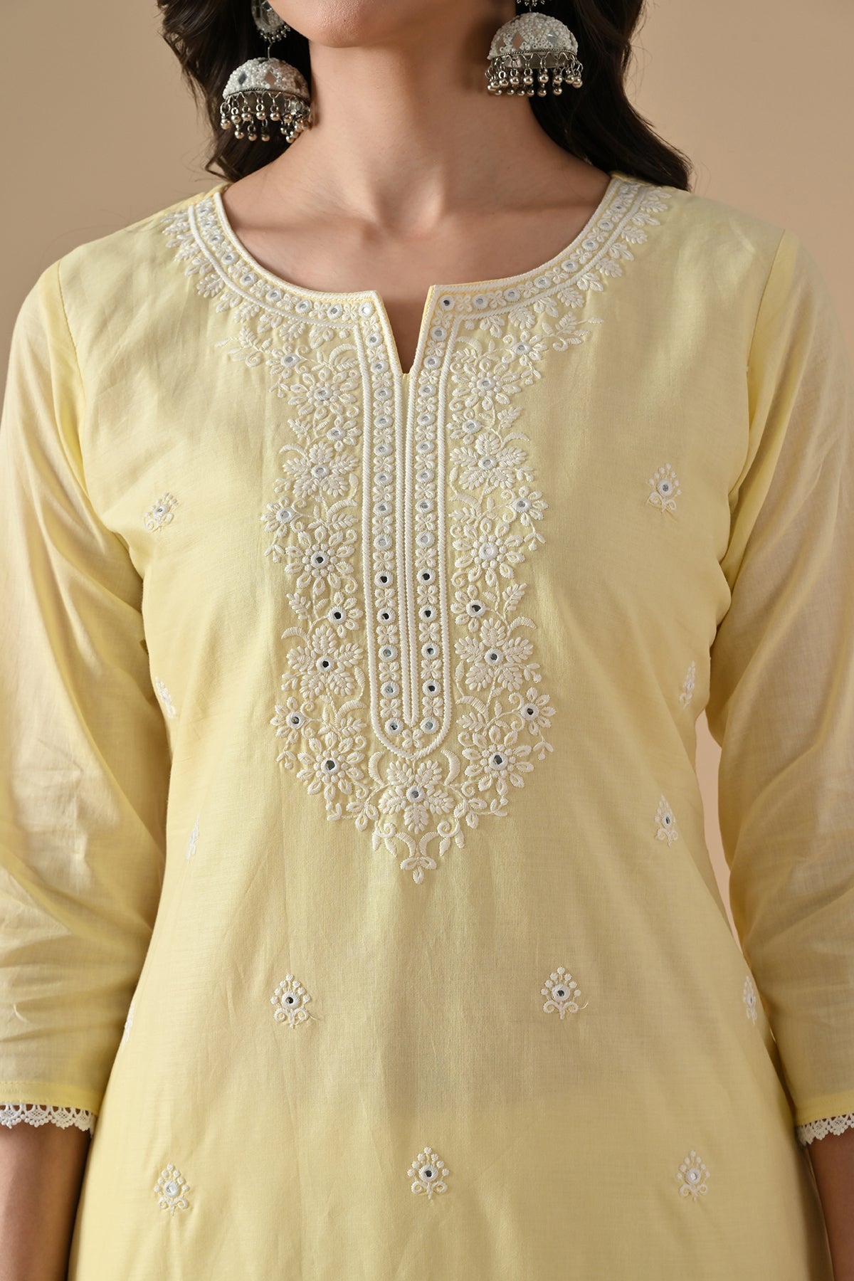 Yellow Embroidered Kurta 2 Pcs Set