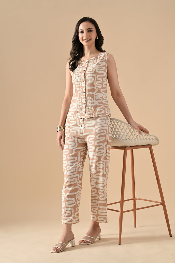 Cream Printed Co-Ord Set