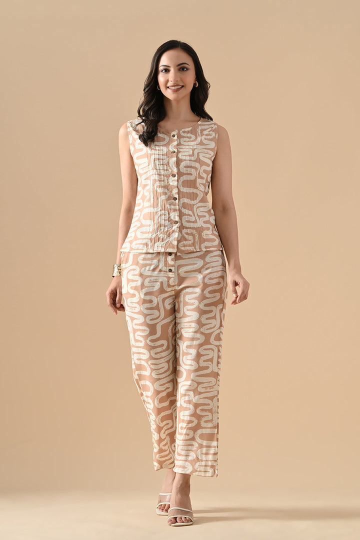 Cream Printed Co-Ord Set