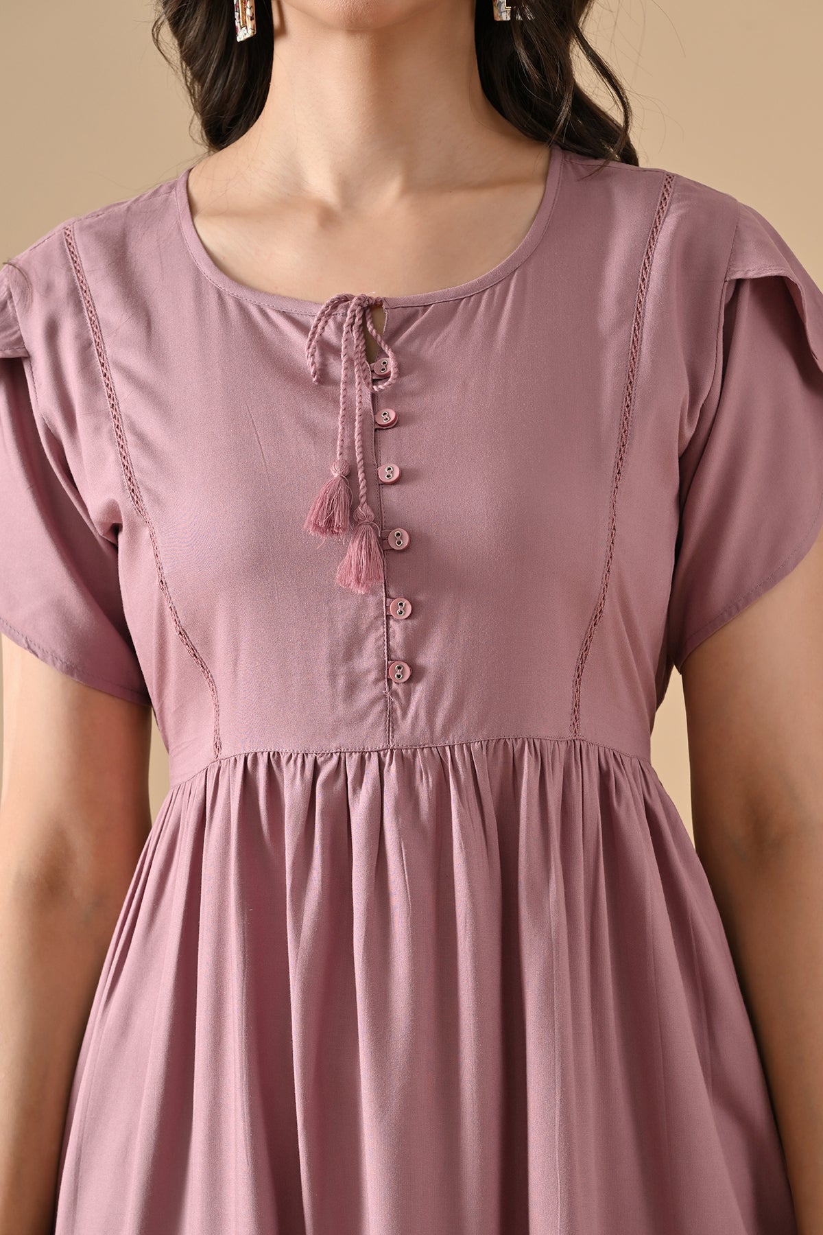 Mauve Solid Flared Tunic