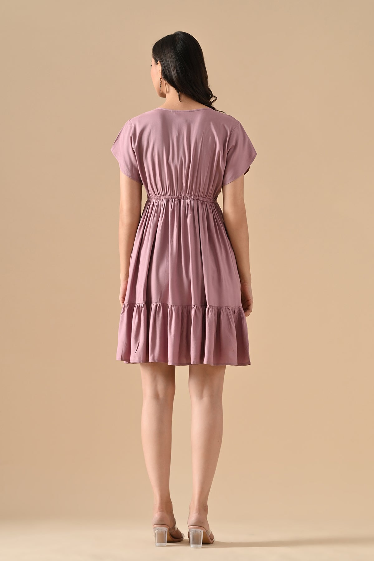 Mauve Solid Flared Tunic