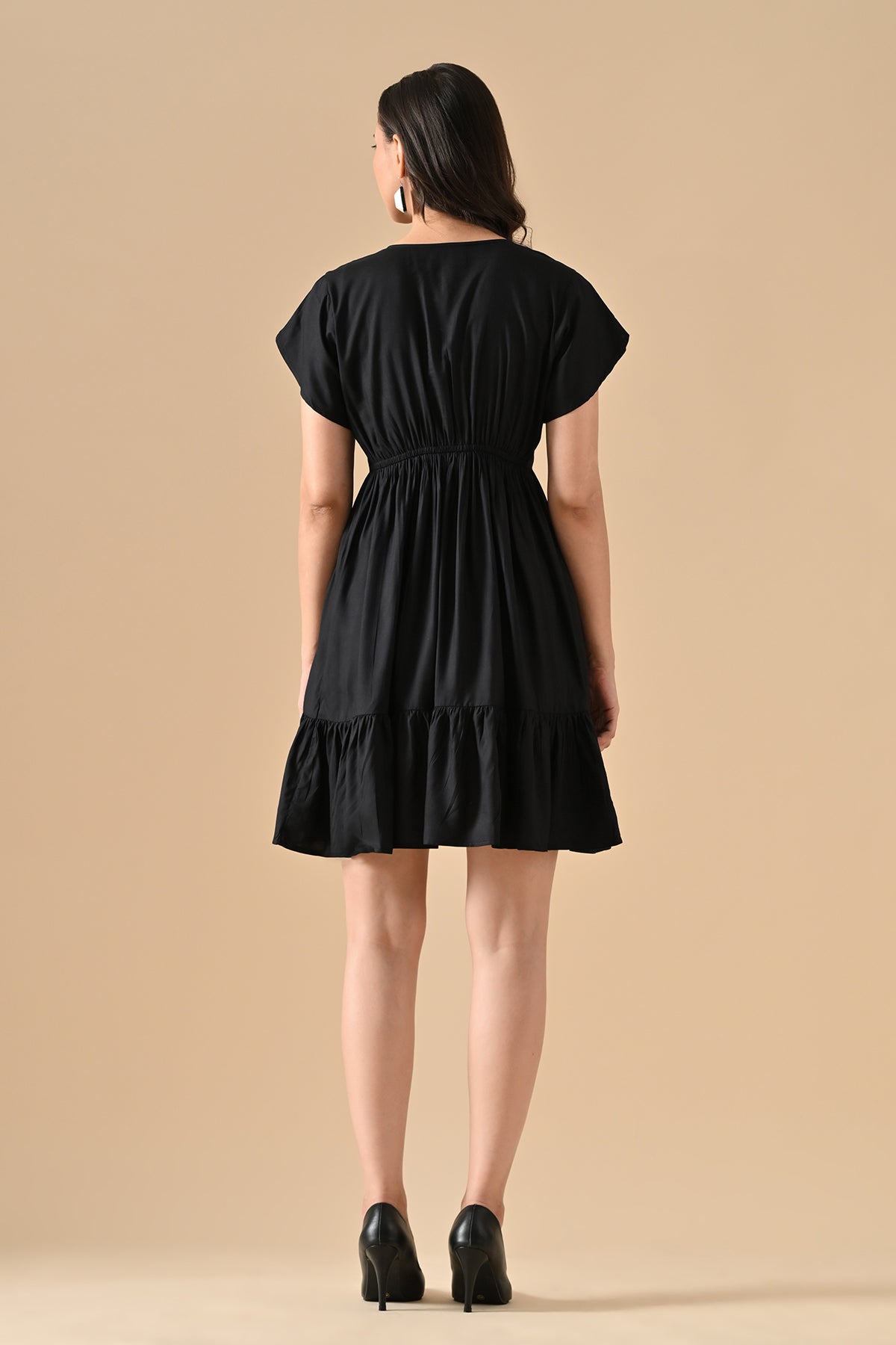 Black Solid Flared Tunic