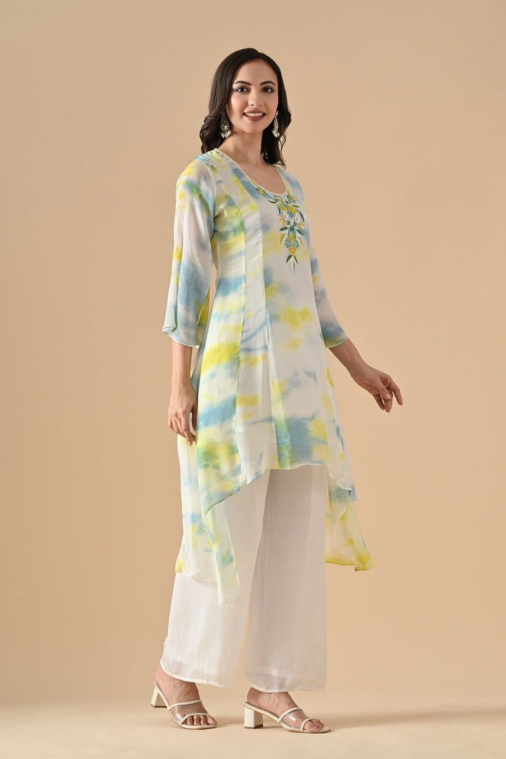 Cream Embroidered Kurta Set