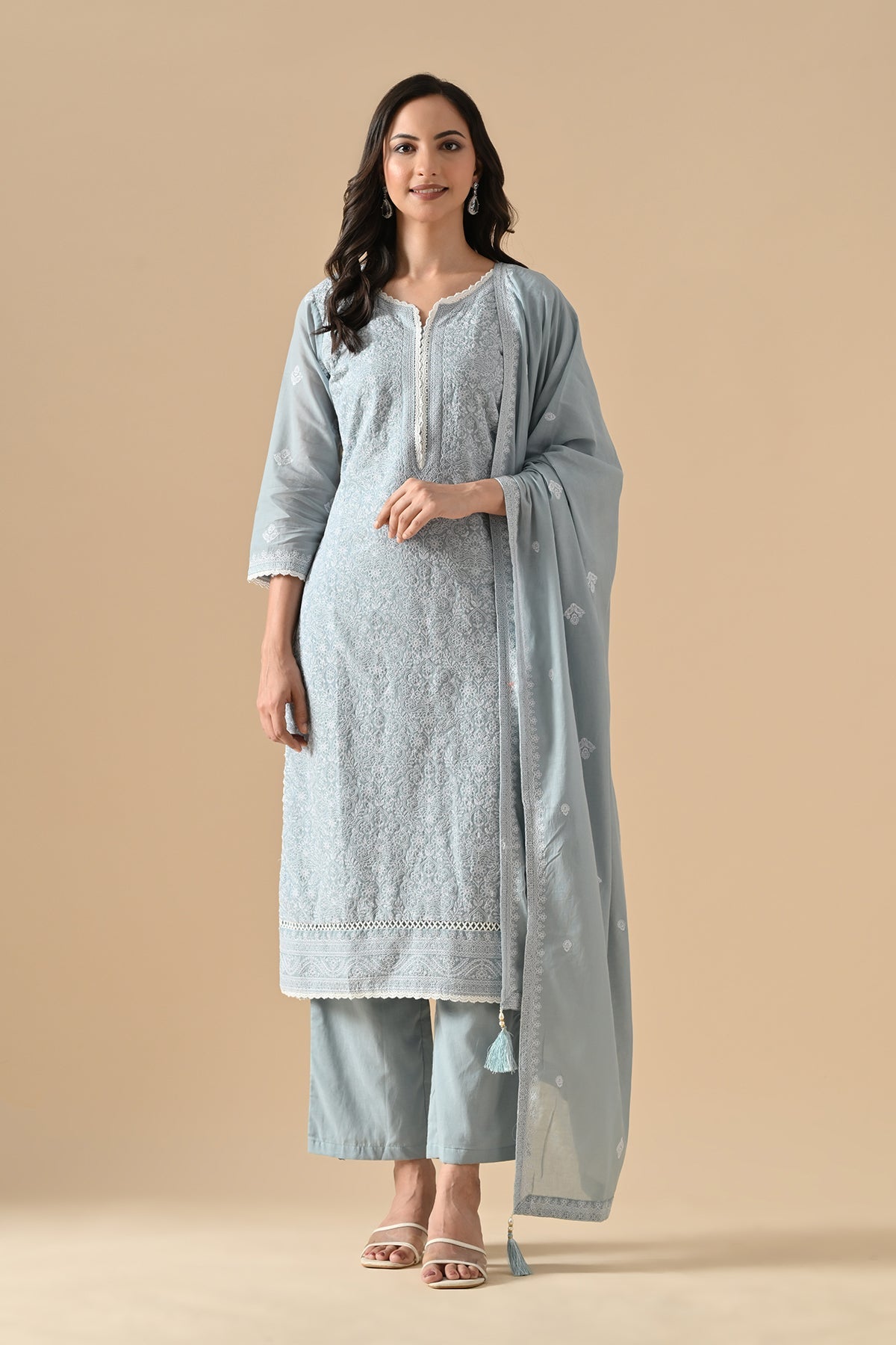 Blue Embroidered Kurta Set