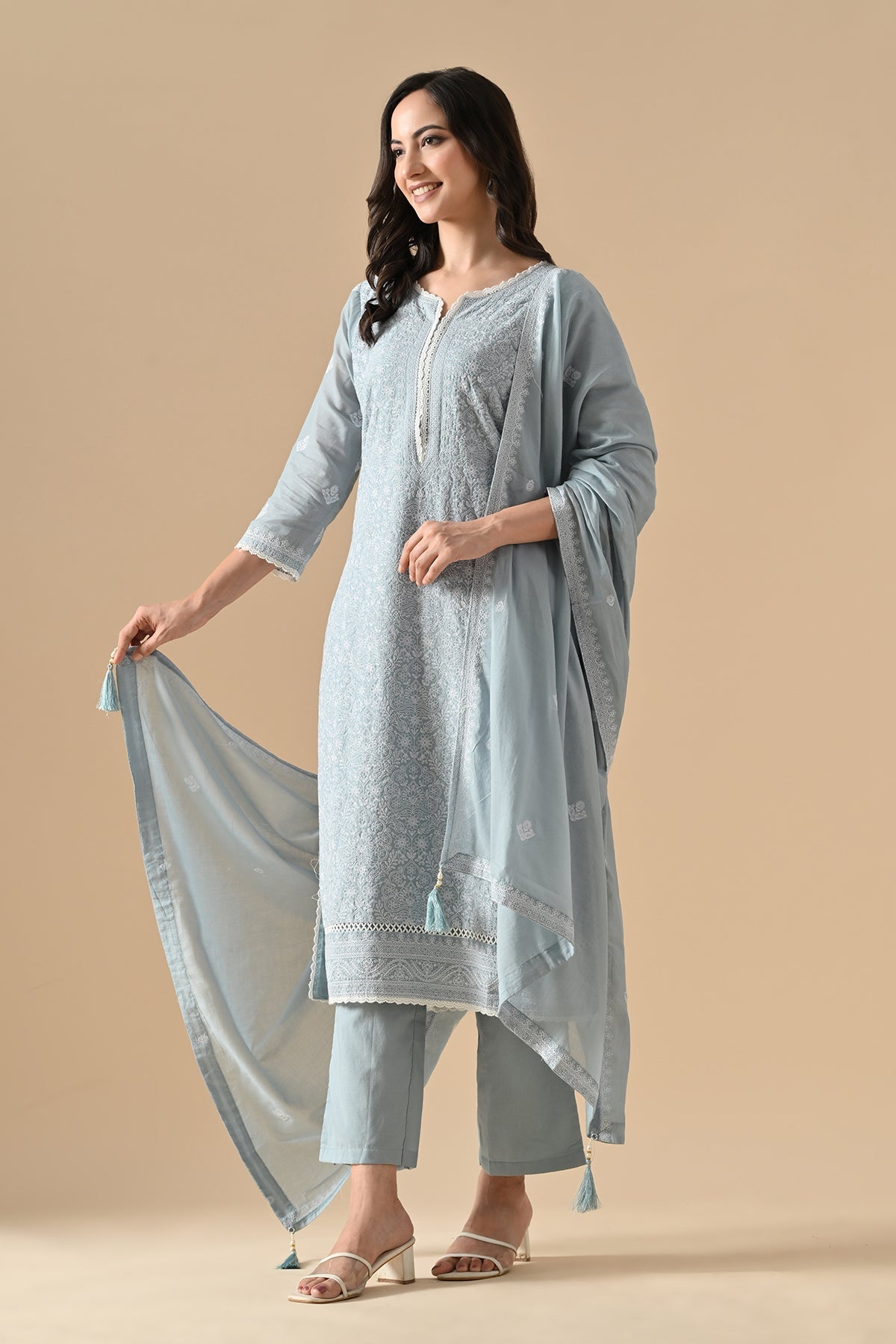 Blue Embroidered Kurta Set