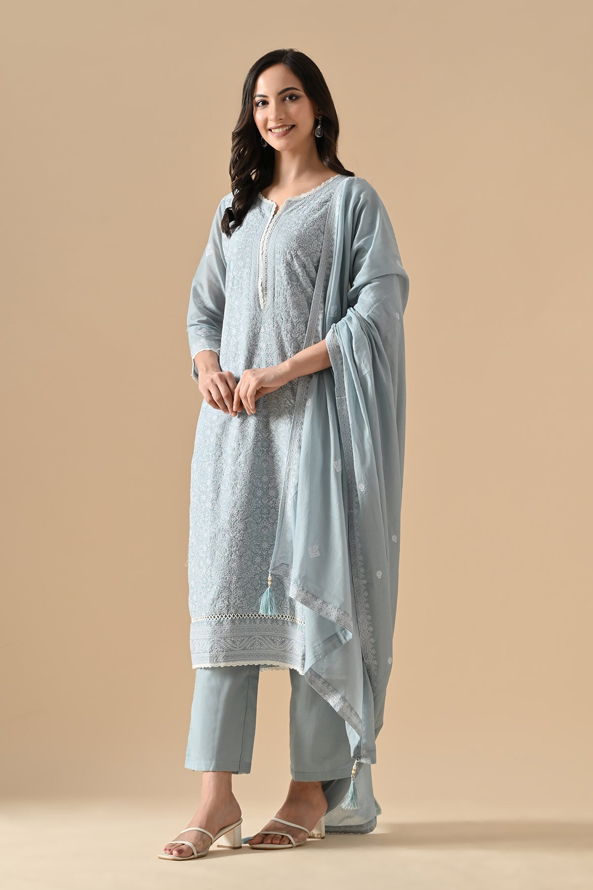 Blue Embroidered Kurta Set