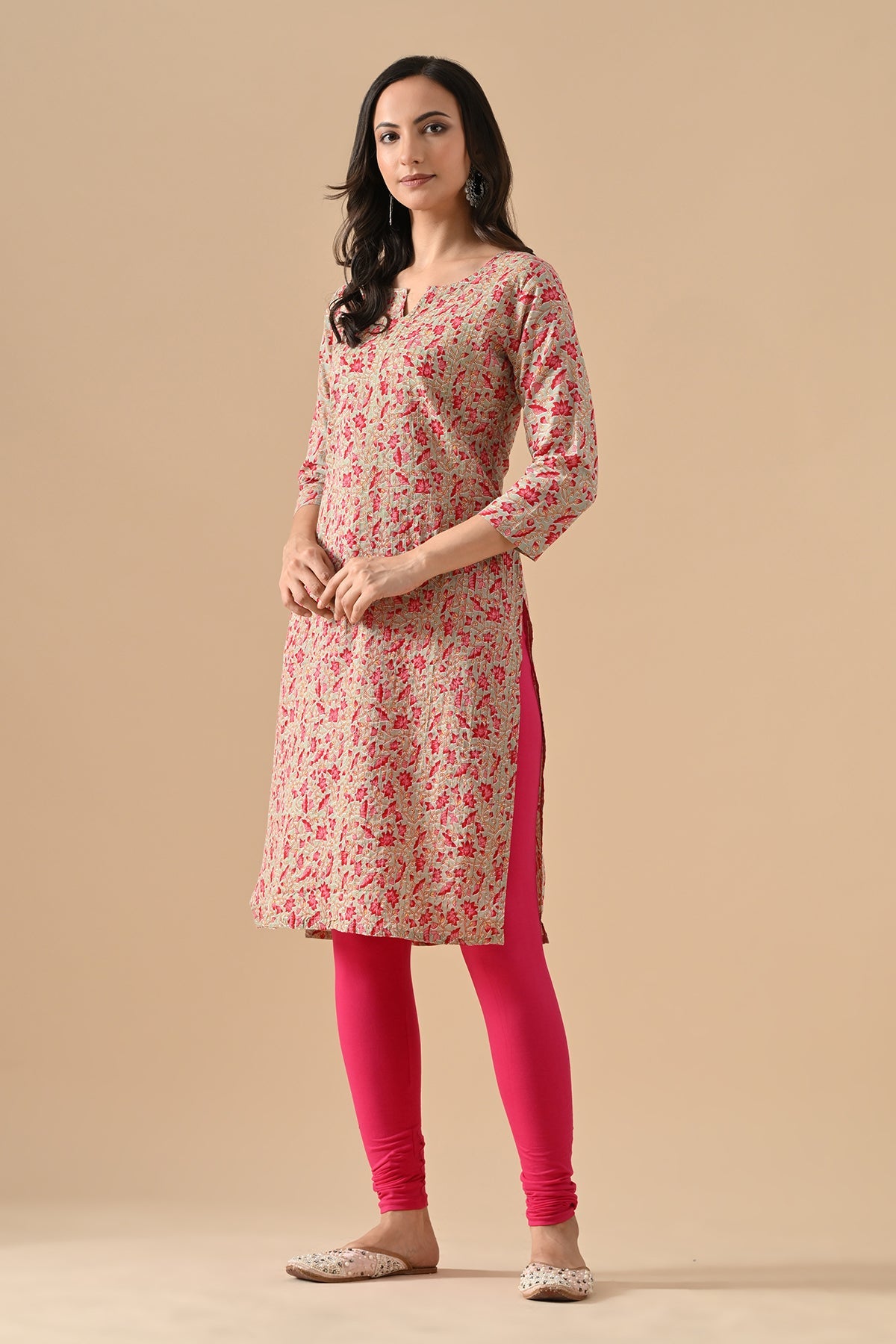 Green Printed Straight Kurta