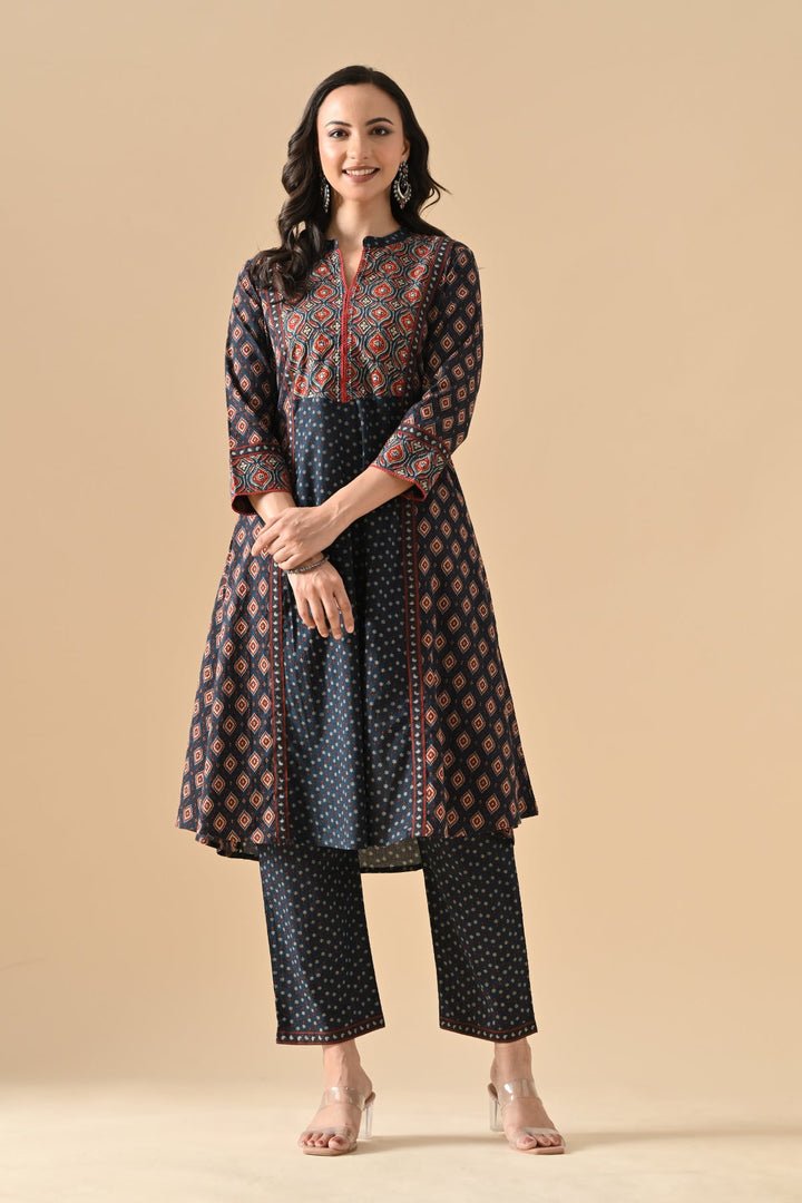 Blue Printed Kurta Set