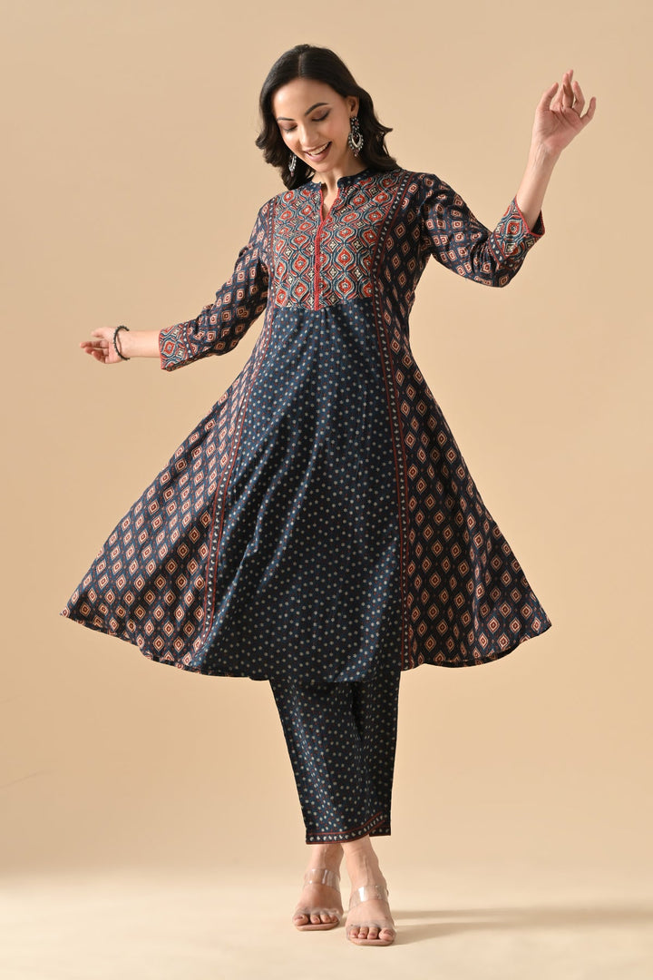 Blue Printed Kurta Set