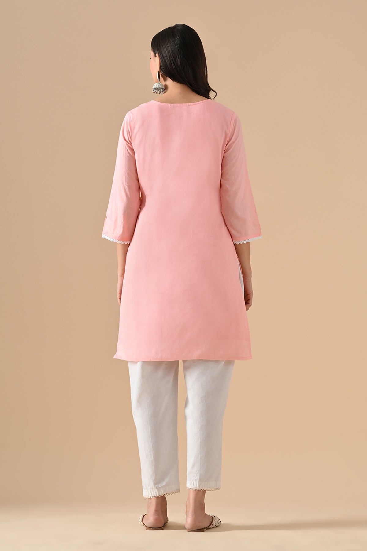 Peach Embroidered Kurta Set