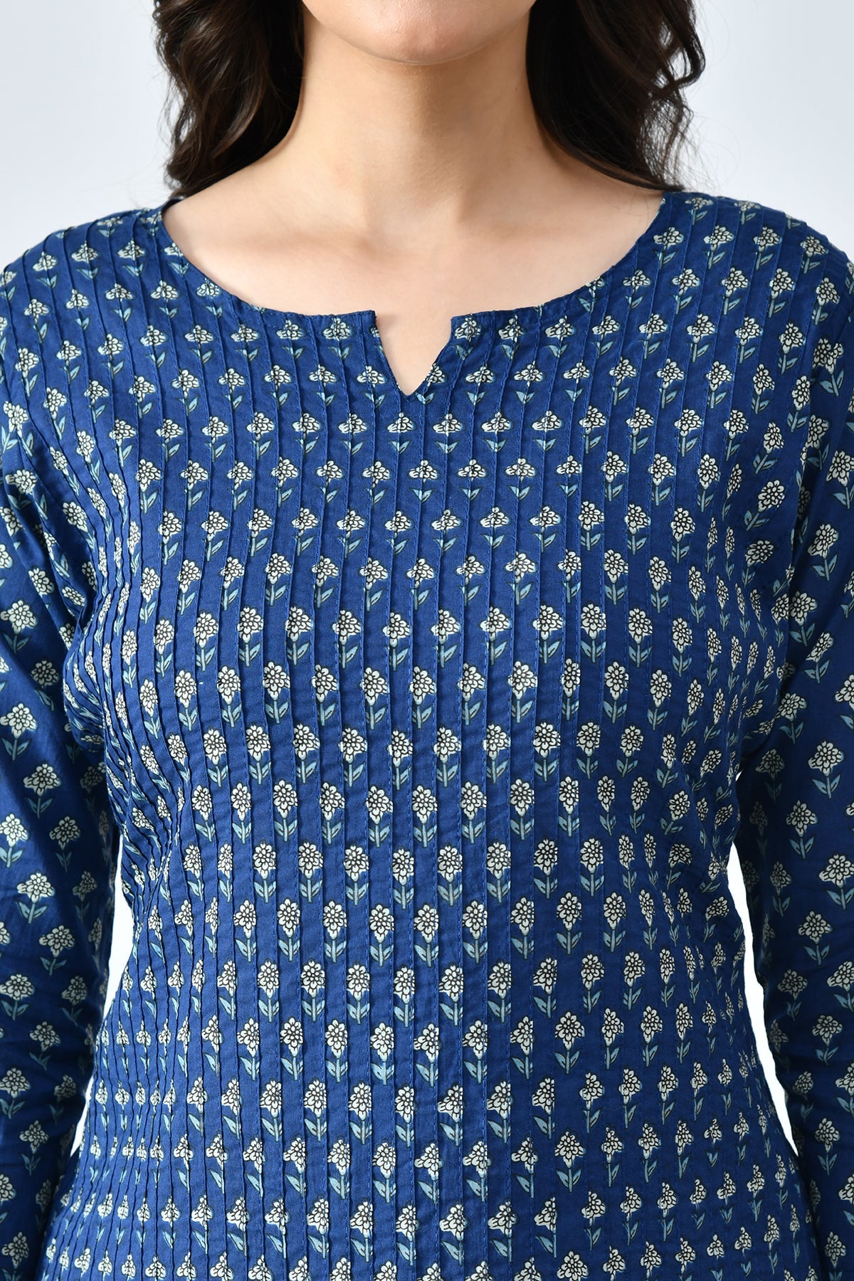 Blue Printed Straight Kurta