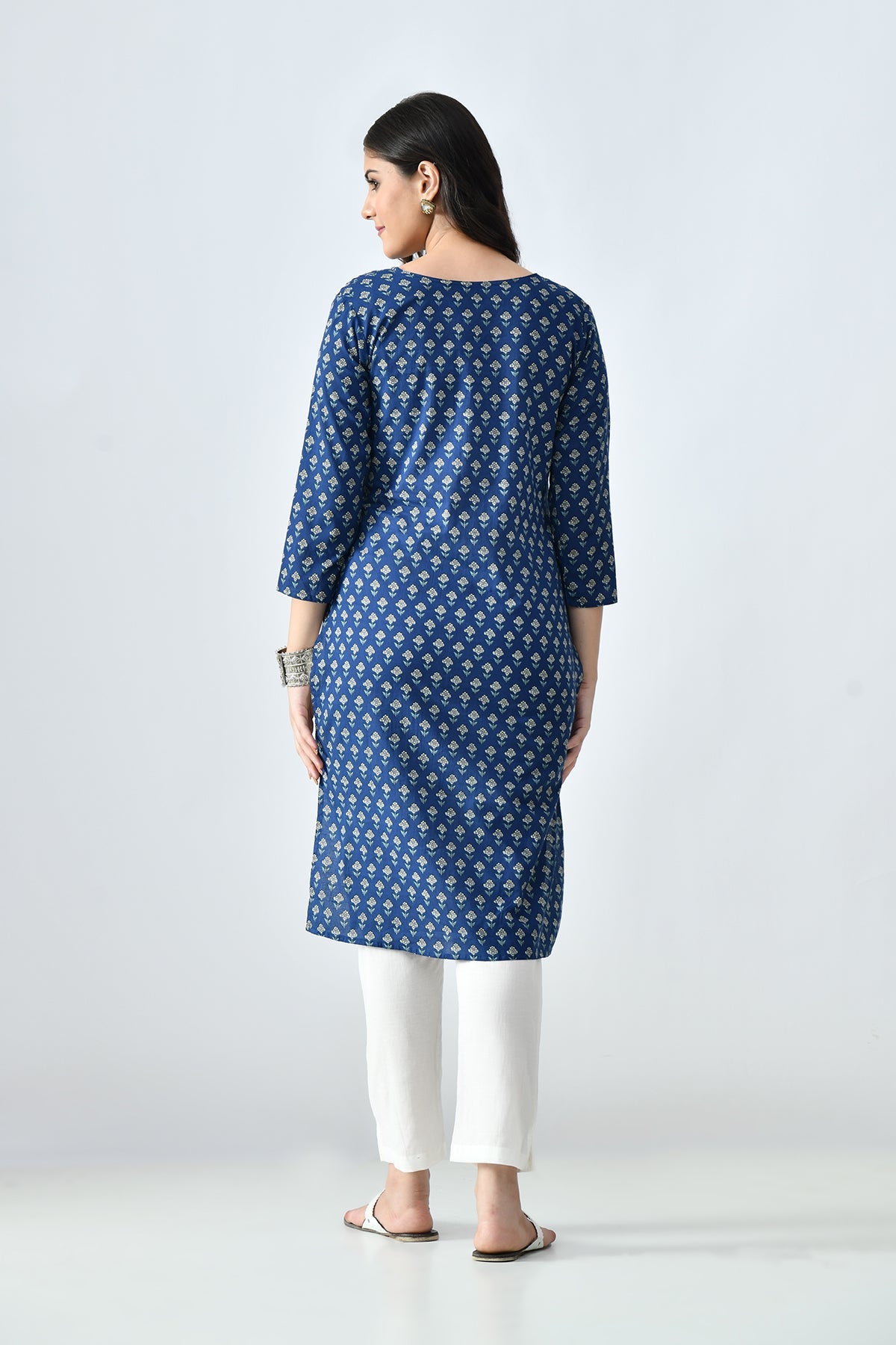Blue Printed Straight Kurta