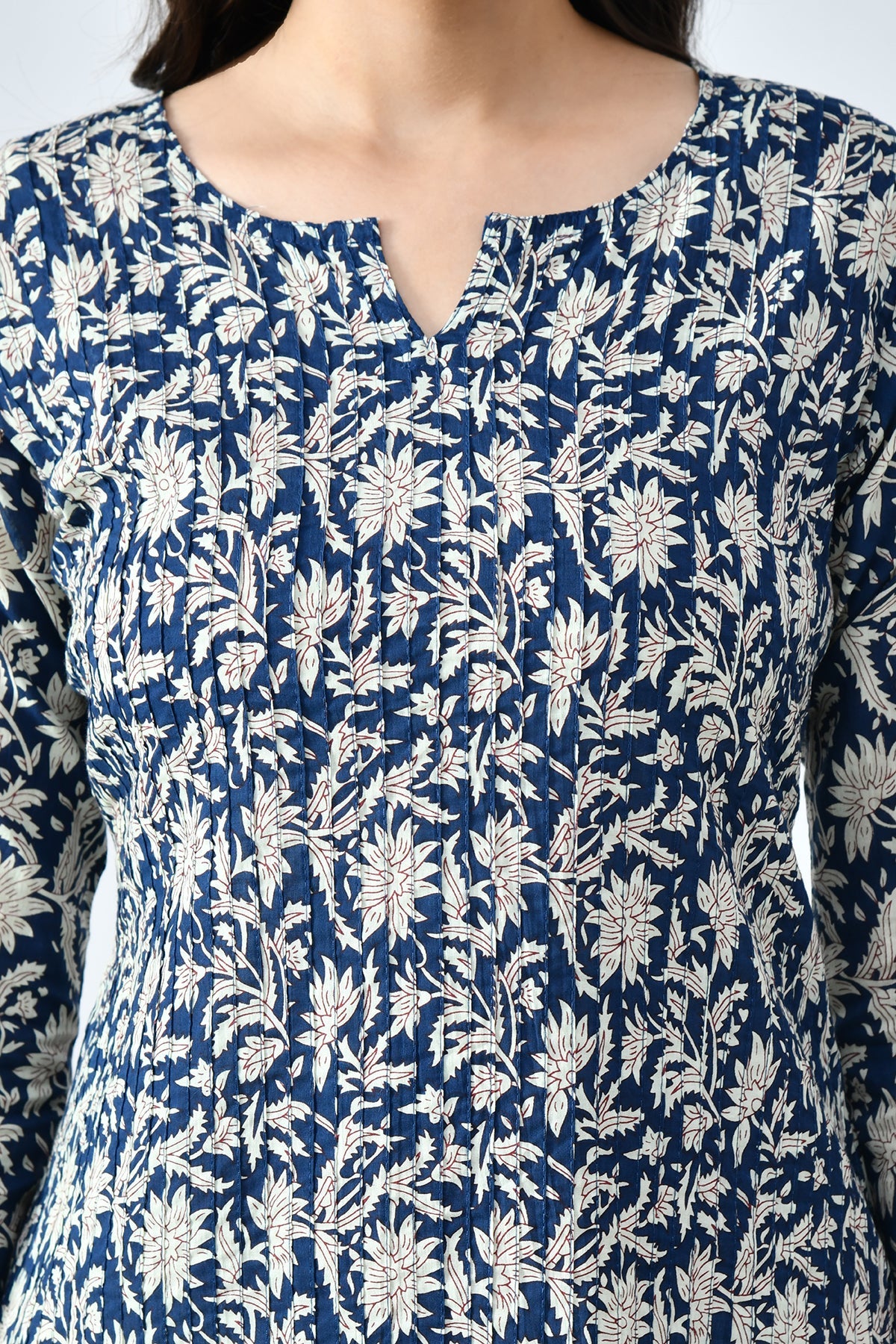 Blue Printed Straight Kurta