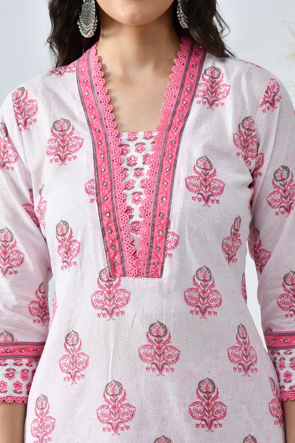 Cream Printed Kurta Set