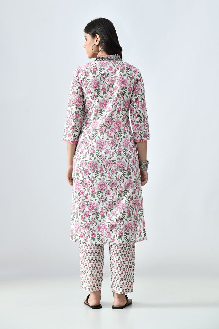 White Printed Kurta Set