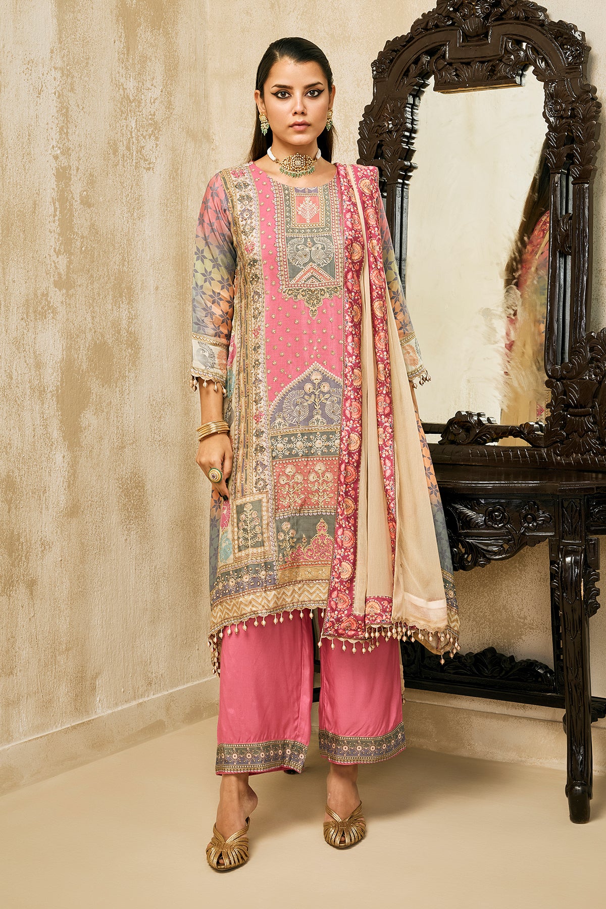 Multi Embellished Kurta Set