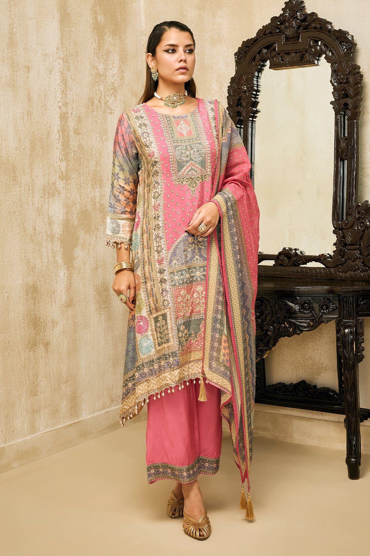 Multi Embellished Kurta Set
