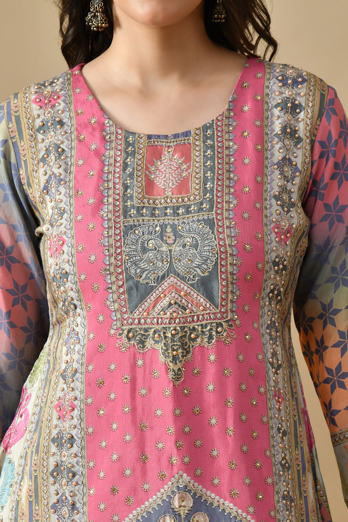 Multi Embellished Kurta Set