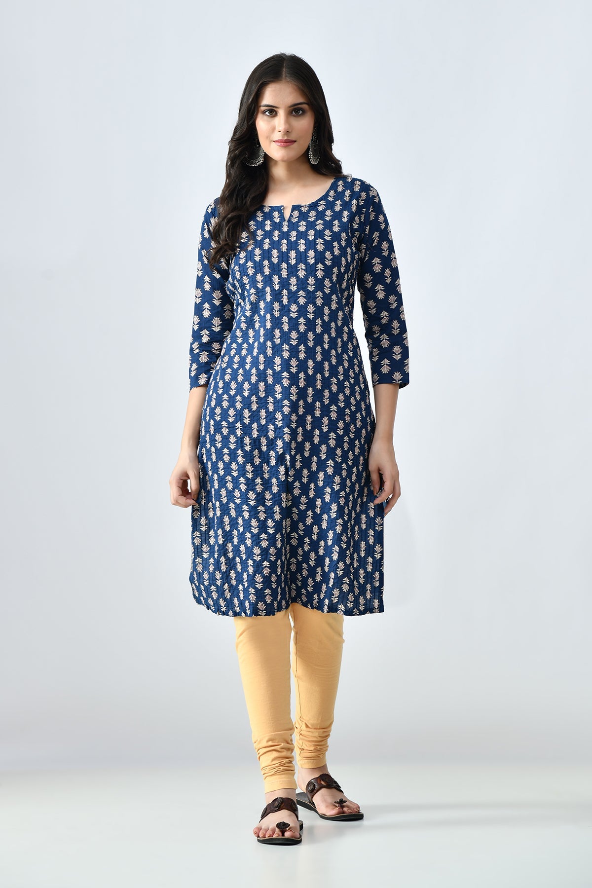 Blue Printed Straight Kurta