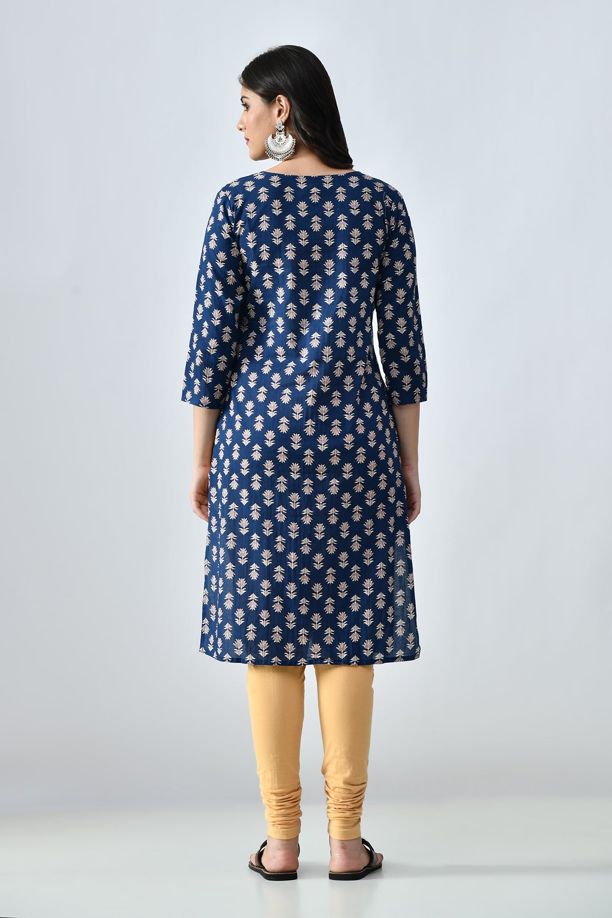 Blue Printed Straight Kurta