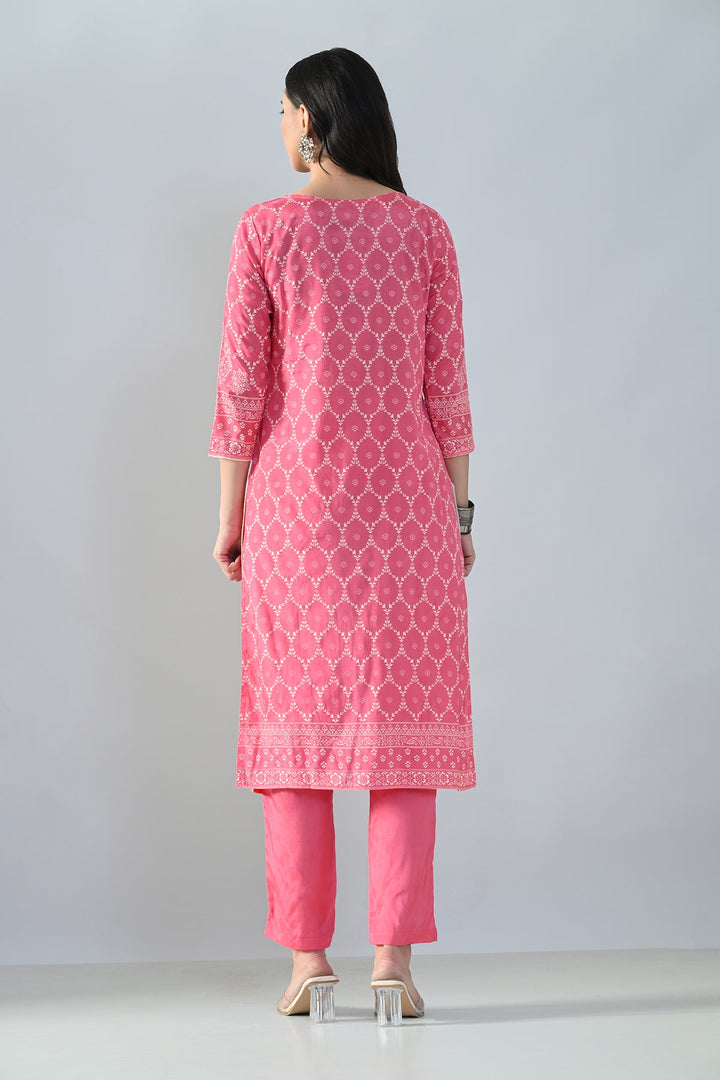 Pink Printed Kurta Set