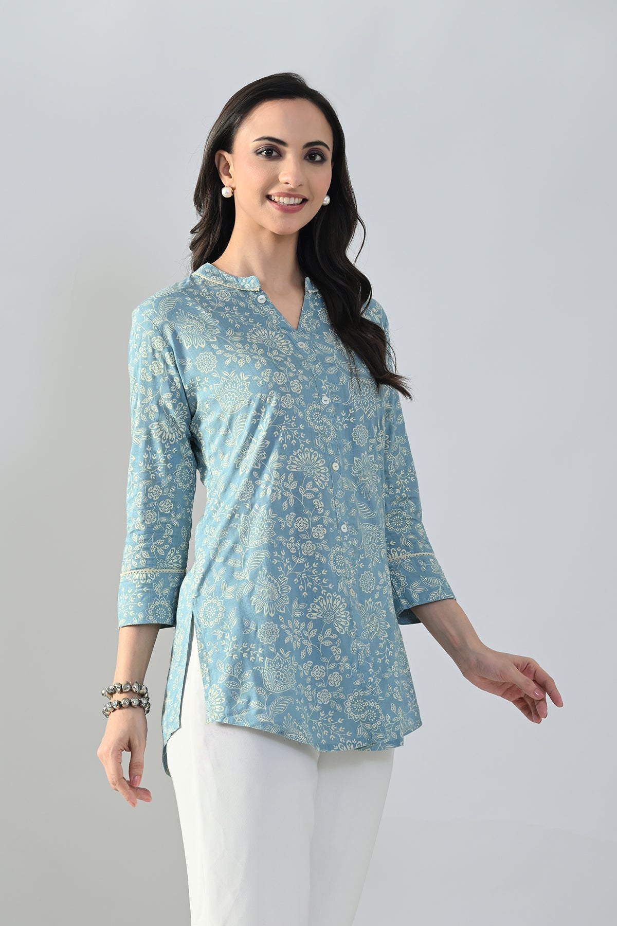 Green Printed Straight Top