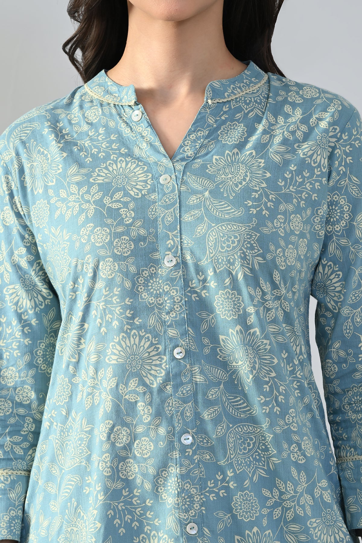 Green Printed Straight Top