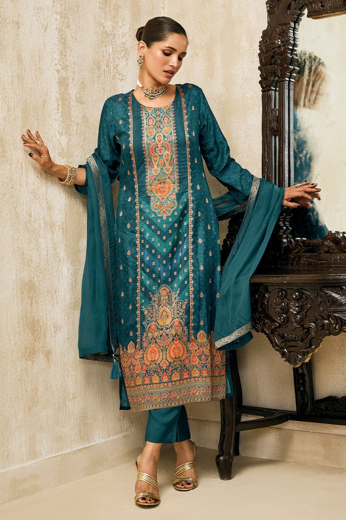 Blue Embellished Kurta Set