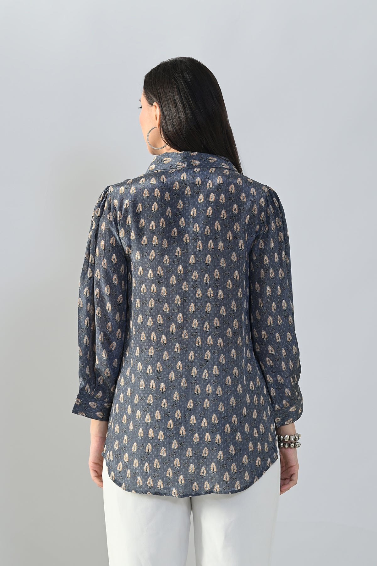 Grey Printed Straight Top