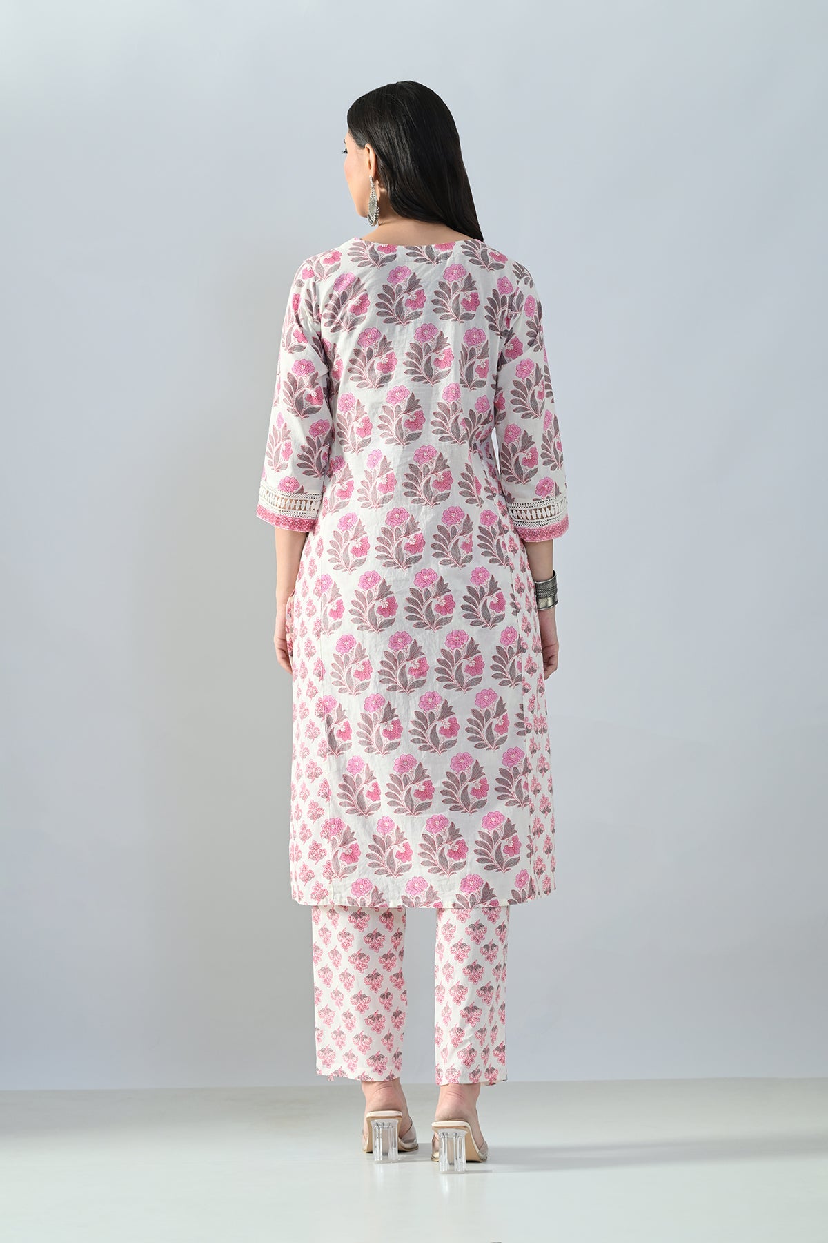 Cream Printed Kurta Set