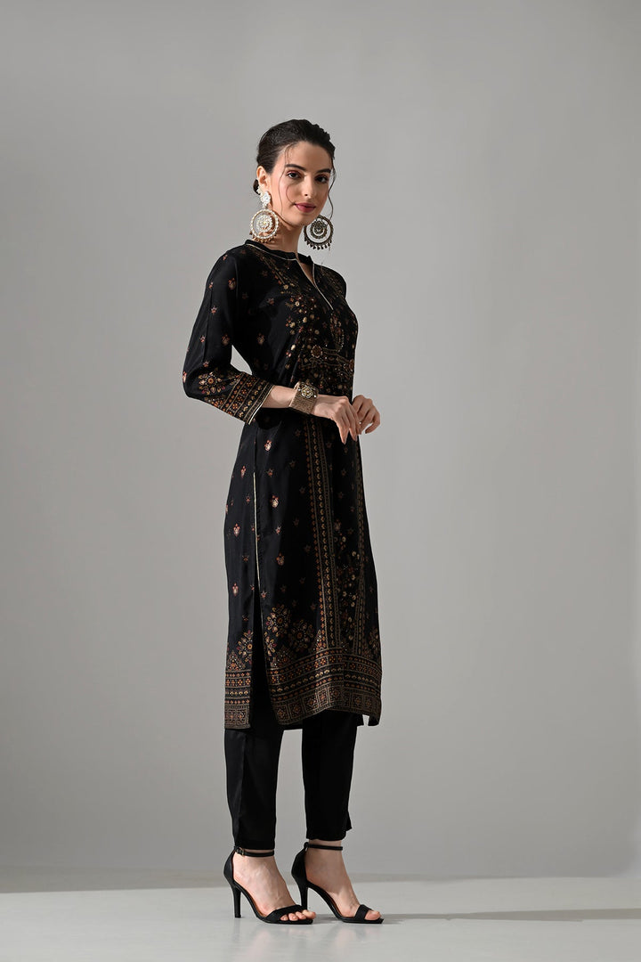 Black Printed Kurta Set