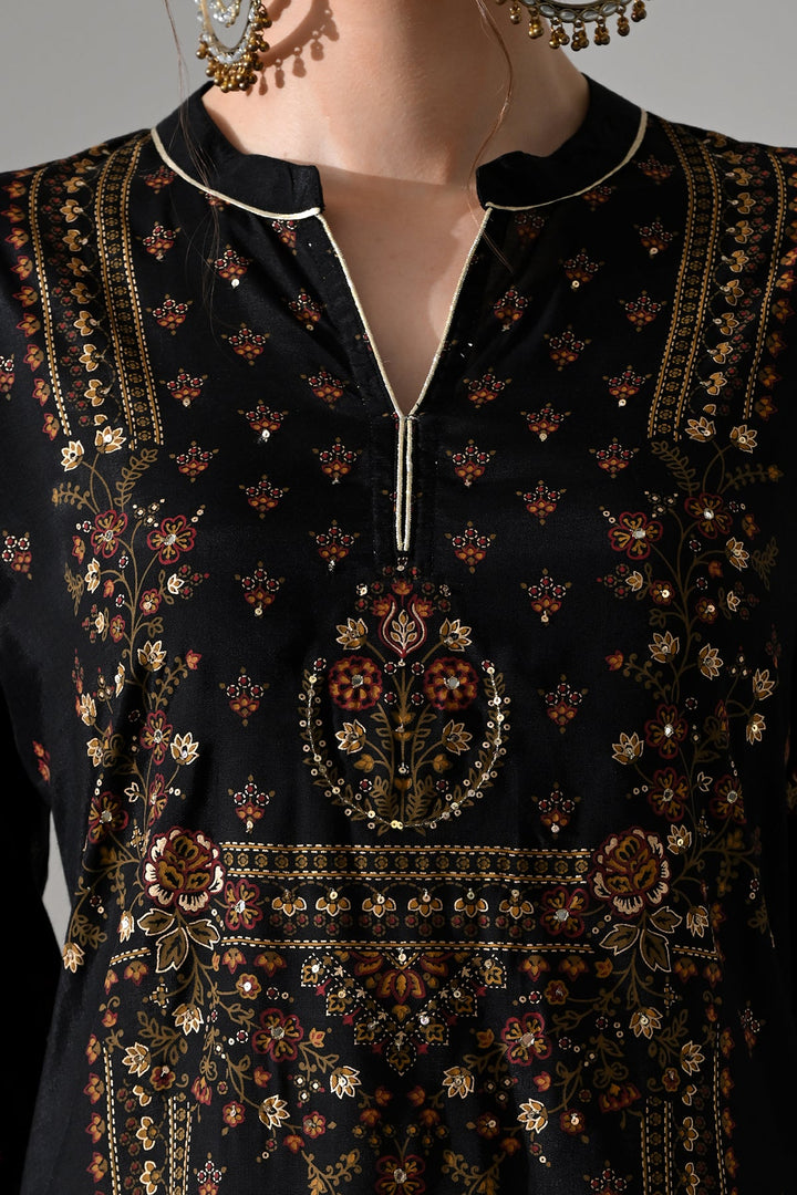 Black Printed Kurta Set