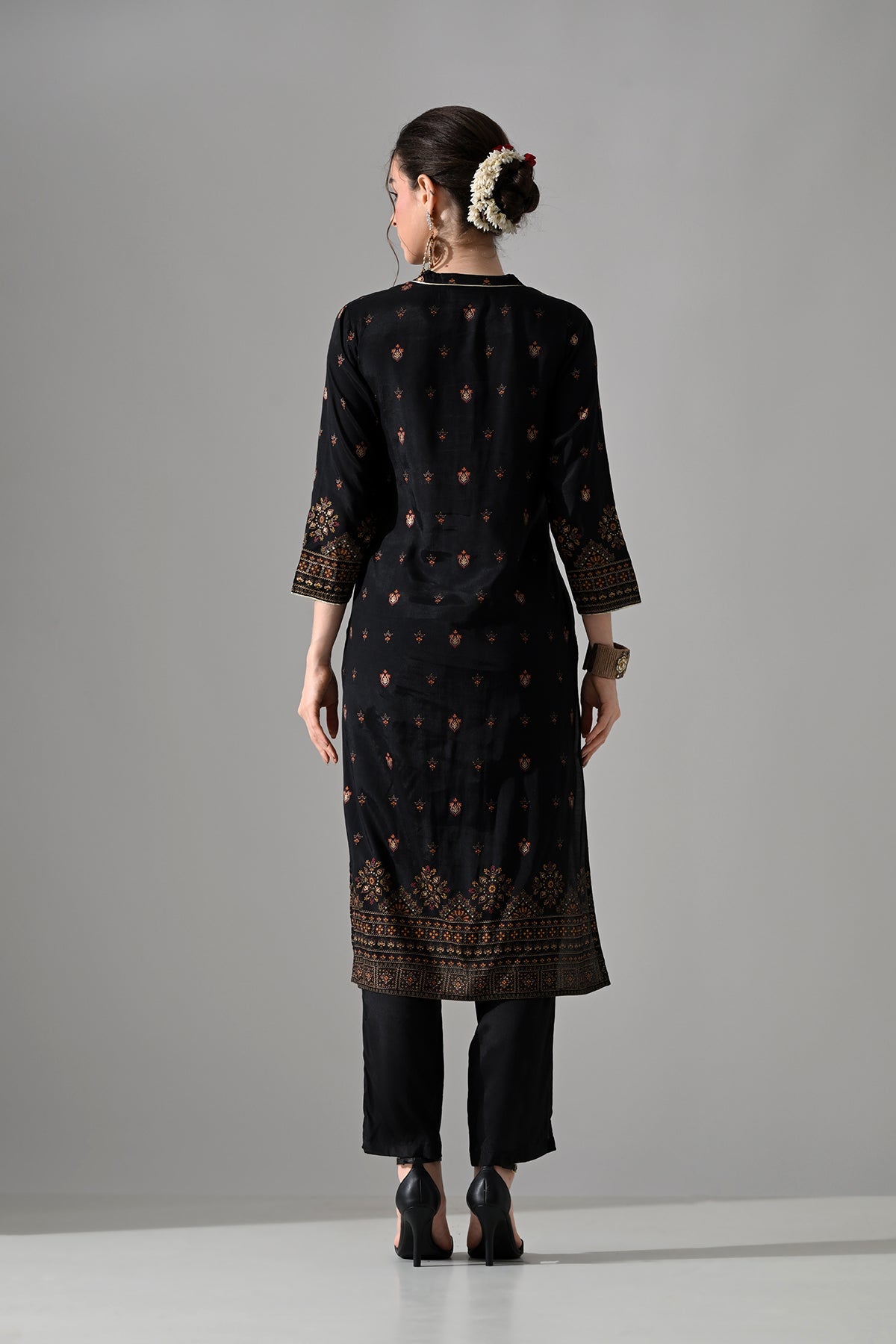 Black Printed Kurta Set