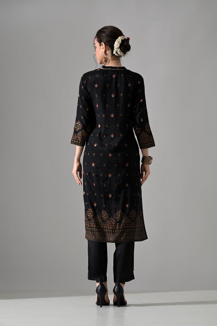 Black Printed Kurta Set