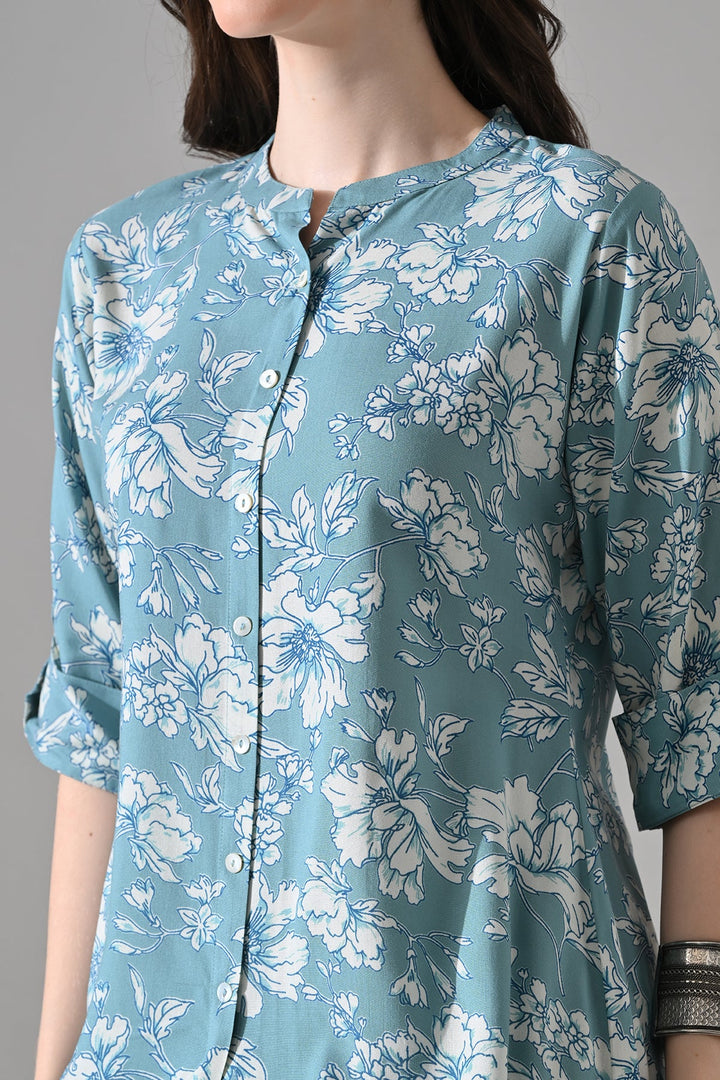 Green Printed Straight Top