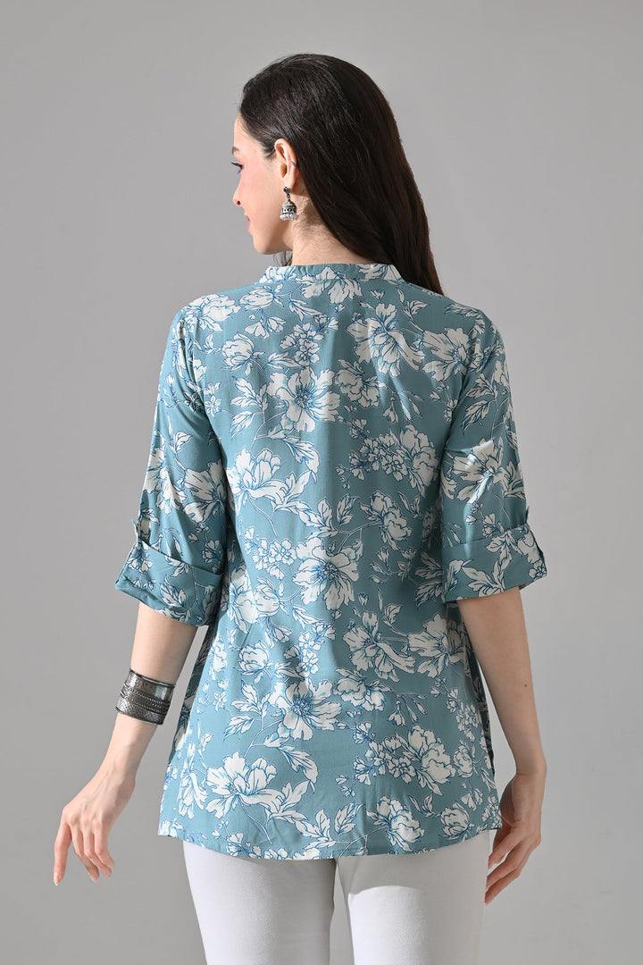 Green Printed Straight Top