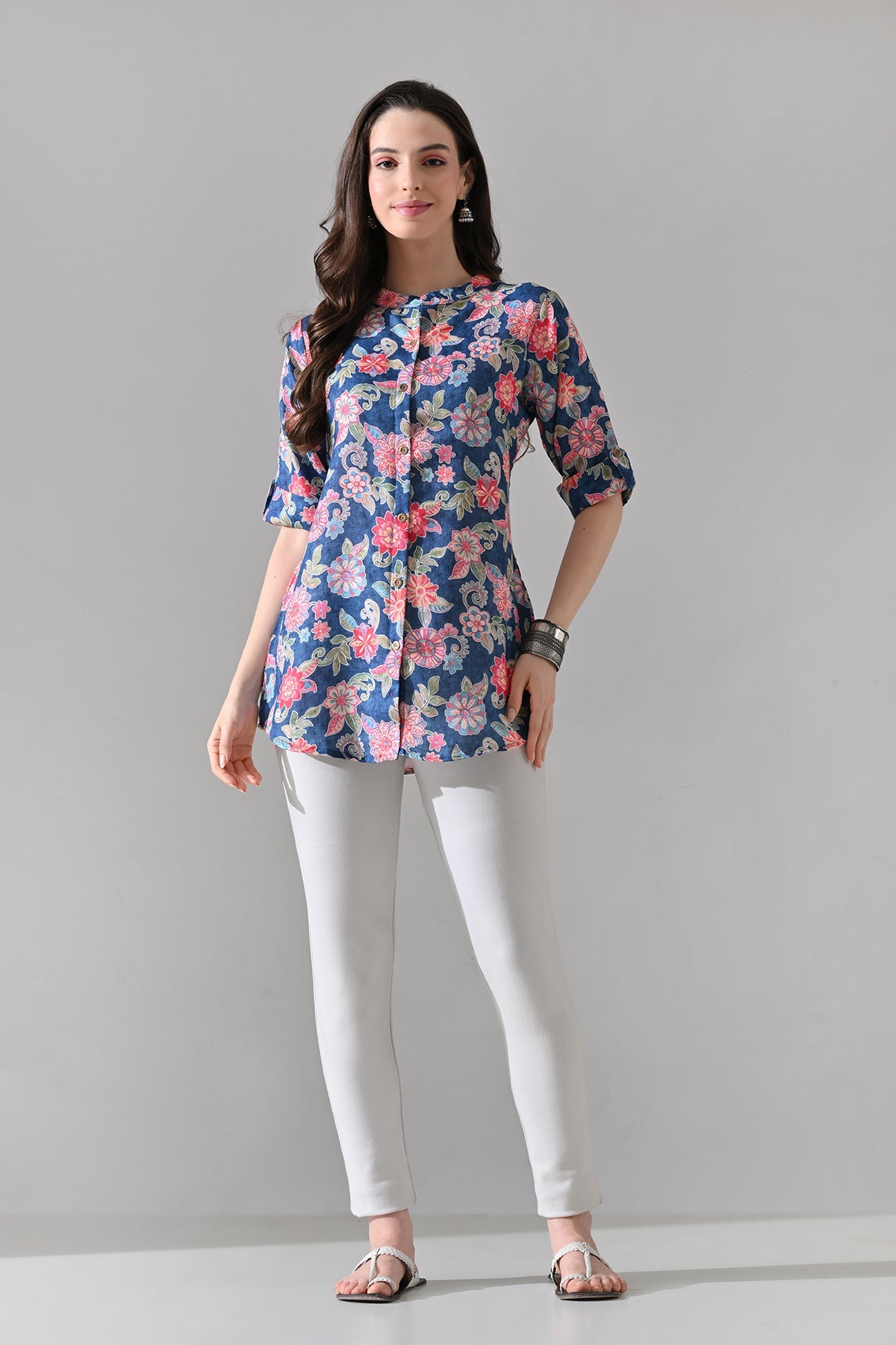 Blue Floral Printed Top