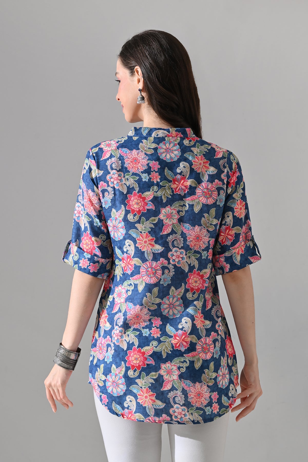 Blue Floral Printed Top