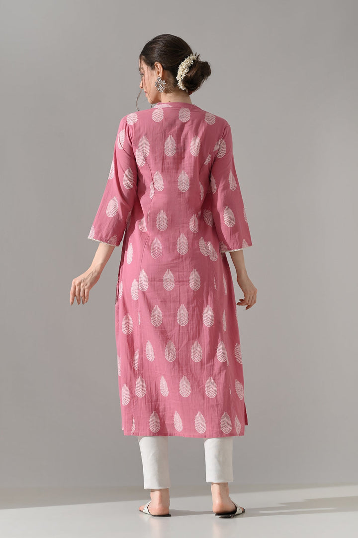 Pink Floral Printed Kurta
