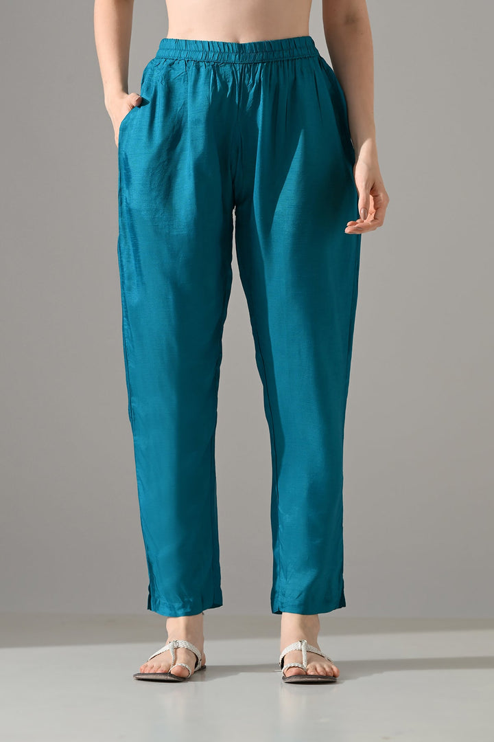 Blue Printed A-Line Kurta Set
