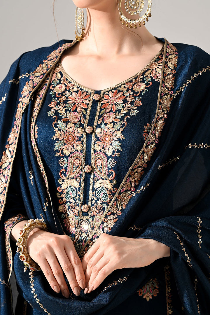 Teal Embroidered Kurta Set
