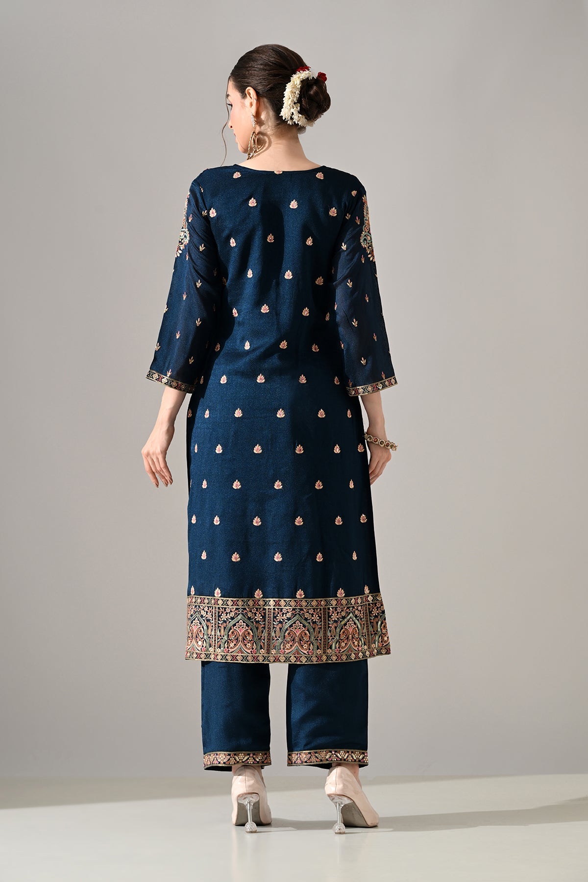 Teal Embroidered Kurta Set