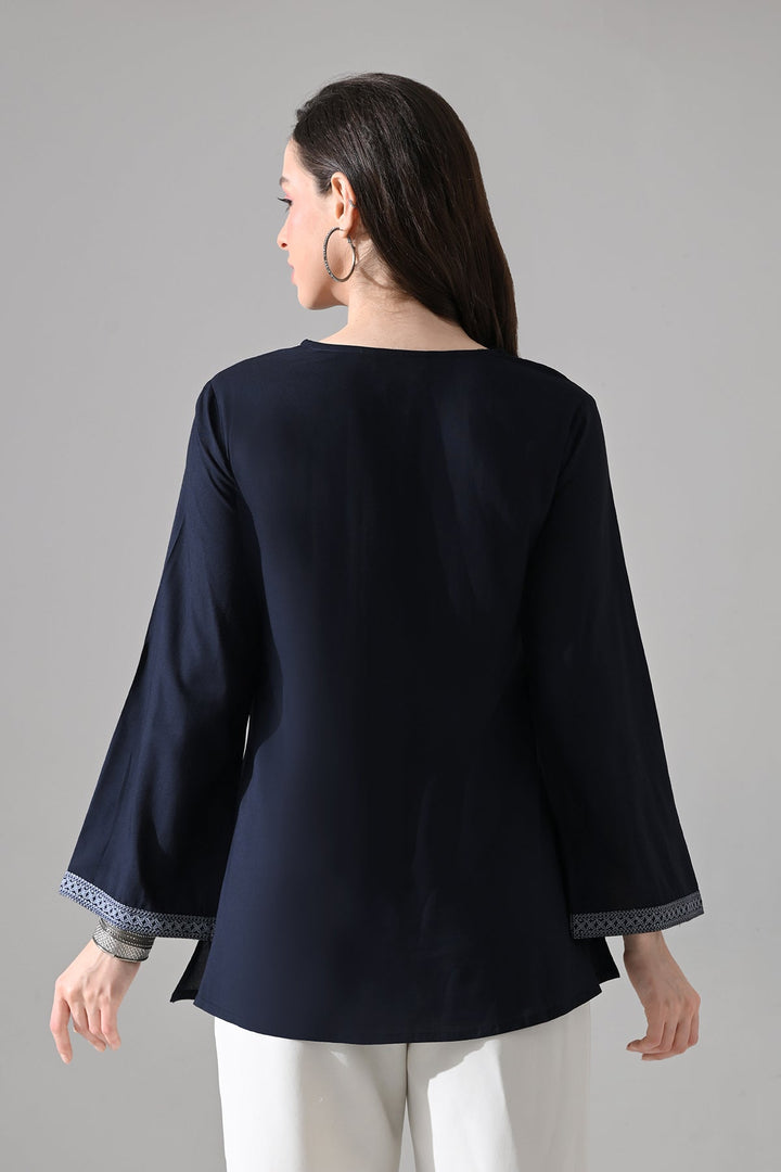 Blue Embroidered Top